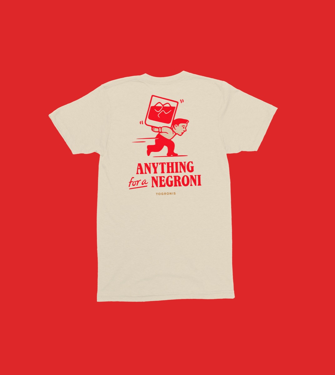 Natural cotton tee with the Togronis sparrow crest on the chest